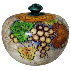 Creamier S.L. Hand Painted Fruit Grape Jar Vase Made In Valencia, Spain VTG